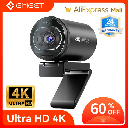 Cámara Web 4K 1080P 60FPS, Webcam con autoenfoque, transmisión en vivo, S600 EMEET, con micrófonos y cubierta de privacidad para Tiktok/YouTube