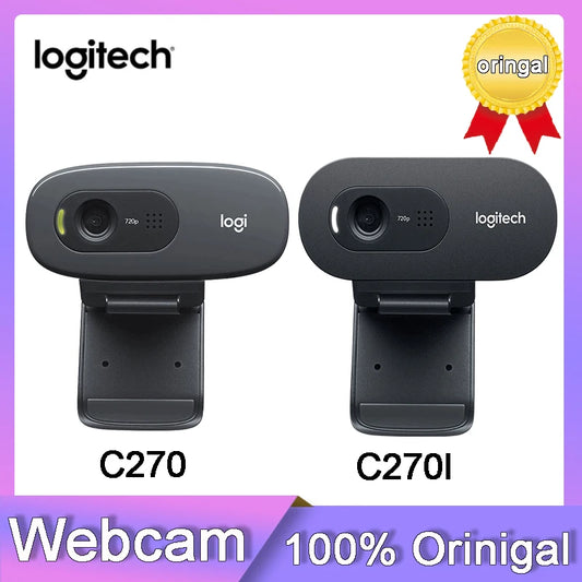 Logitech-cámara web C270 C270i HD, Webcam 720P con micrófono incorporado, USB2.0, para PC, Chat