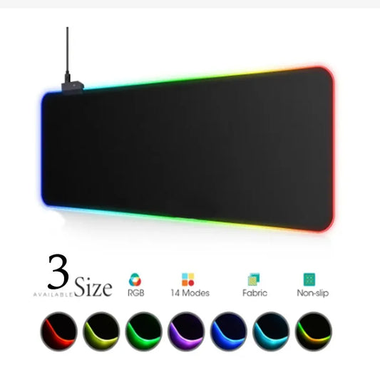 14 Types LED Light Mouse Pad RGB Keyboard Cover Desk Mat Colorful Surface Waterproof Multiple Sizes for Computer Gamer 